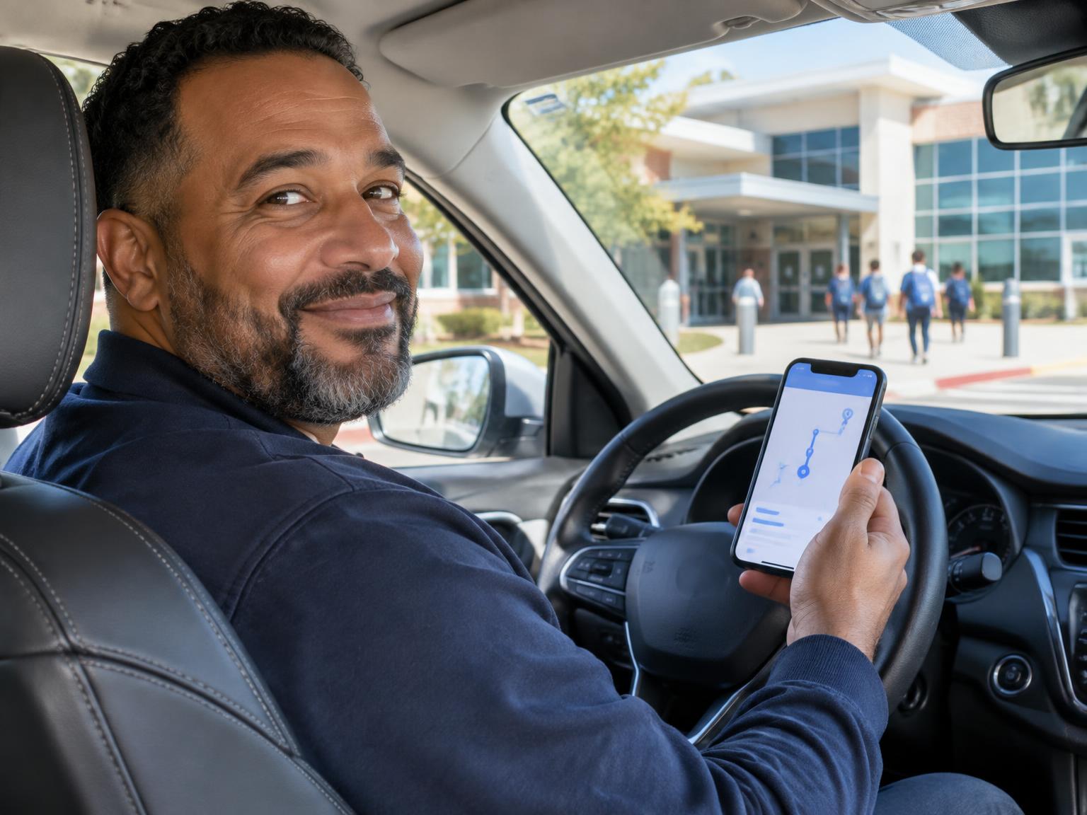 District driver viewing a route assignment in Voom